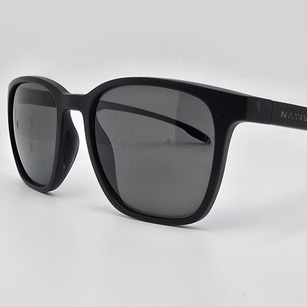 Native Targhee Square Matte Black Frame Polarized Grey Lens Sunglasses 54-20-135